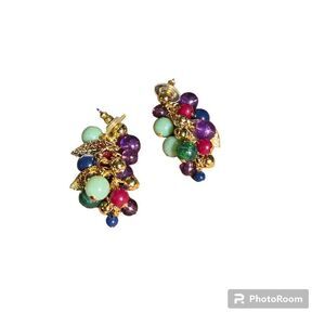 Vintage Avon grape cluster pierced earrings.